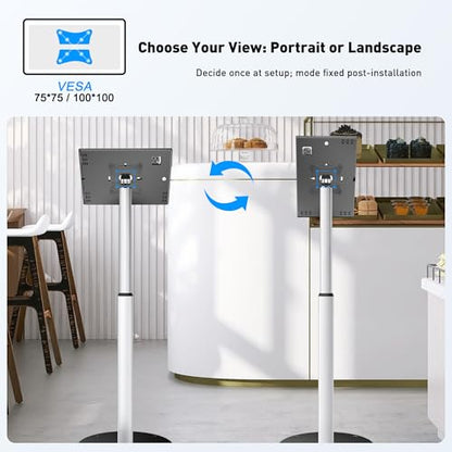 AboveTEK Anti Theft iPad Floor Stand, Robust Security Kiosk POS Tablet Stand, Height Adjustable Tablet Floor Stand w/Lock and Key Mechanism for 10.9-11" iPad & Galaxy Tab, Ideal for Retail Business - size: 10.9-11"