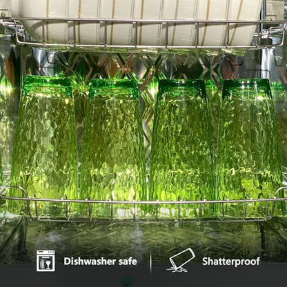 26-Ounce Plastic Tumblers (Set of 6), Reusable Plastic Mugs, BPA-Free Acrylic to Drink Mugs, Shatter Resistant, Textured Interior, Dishwasher Safe (Green, 26 Ounce) - color: Green, size: 26 Ounce