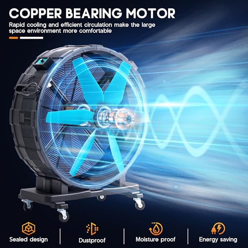 Albott 48 Inch Industrial Drum Fan with Wheels, 17,660 CFM High Velocity - size: 48 Inch