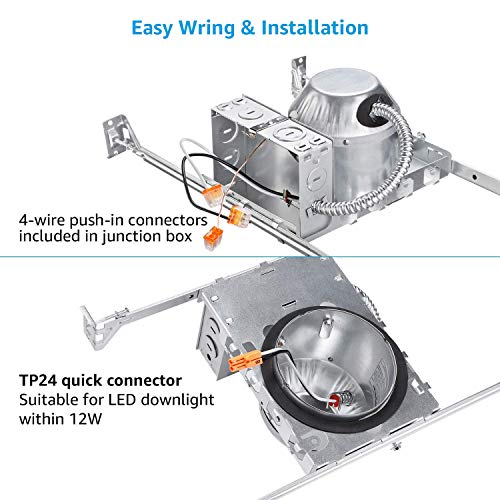 TORCHSTAR 8-Pack 4 Inch Shallow New Construction Recessed Lighting Housing - size: 4 Inch