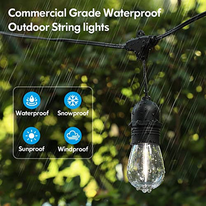 Lakumu 48FT Outdoor String Lights with Shatterproof E12 S14 Edison Bulbs - color: Black-5000K, size: 48FT