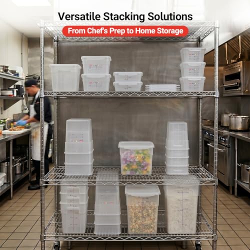 2 Pack 8 QT BPA-Free Translucent Polypropylene Commercial Food Storage Containers, Airtight Lids, Stackable Ingredient Storage for Flour, Sugar & Prep, 2 Markers Included - size: 2 X 8.0(QT)