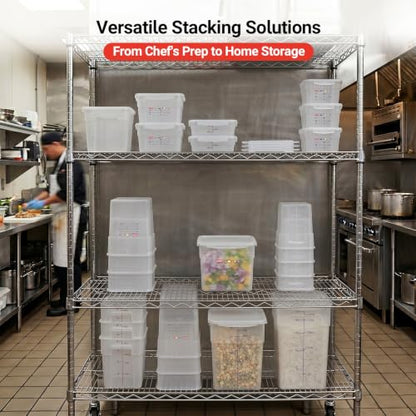 2 Pack 8 QT BPA-Free Translucent Polypropylene Commercial Food Storage Containers, Airtight Lids, Stackable Ingredient Storage for Flour, Sugar & Prep, 2 Markers Included - size: 2 X 8.0(QT)