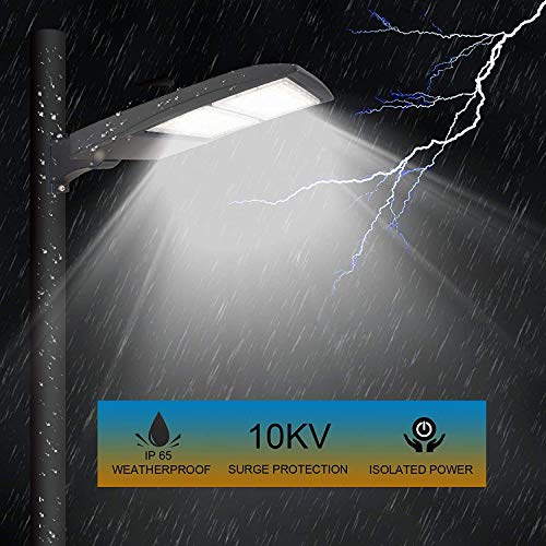 LED Parking Lot Lights 100W Shoebox Street Pole Lighting Fixture 5000K - color: 100W + (100-277V 5000K), size: Yoke Mount Bracket