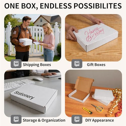 Fishat 11" x 8" x 2" White Corrugated Cardboard Shipping Boxes Set of 25 - size: 11" x 8" x 2"