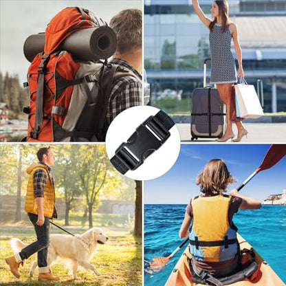 Buckle Straps Set 2'' - 6 Yards Nylon Webbing 2 inch, 6 PCS Dual Side Release Buckles, 12 PCS Tri-Glide Sliders, Heavy Duty Dual Adjustable No Sewing Kit - size: 2 inch