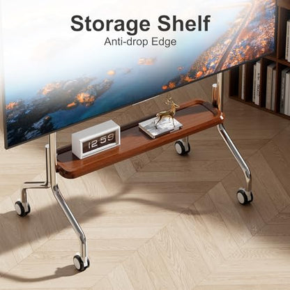 Easel Rolling TV Stand for 32-75" TVs, Stainless Steel TV Cart with Shelf - size: Style 1