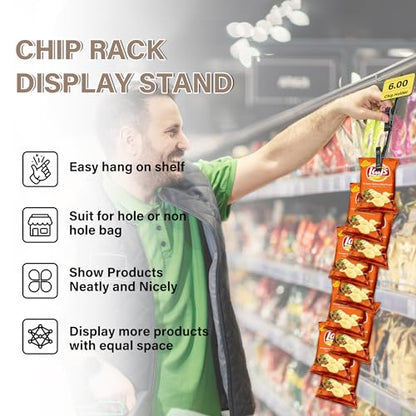 Hanging Merchandise Strips with Hooks, 32 inches Chip Display Rack Stands