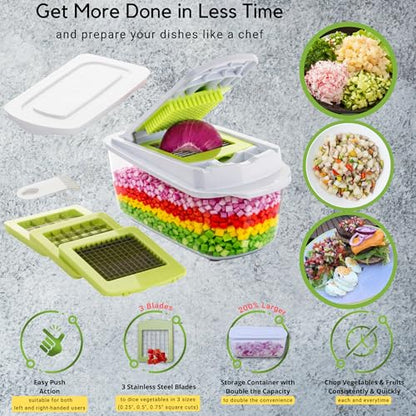 Brieftons QuickPush 8-Cup Push-Down Manual Vegetable Chopper & Food Dicer
