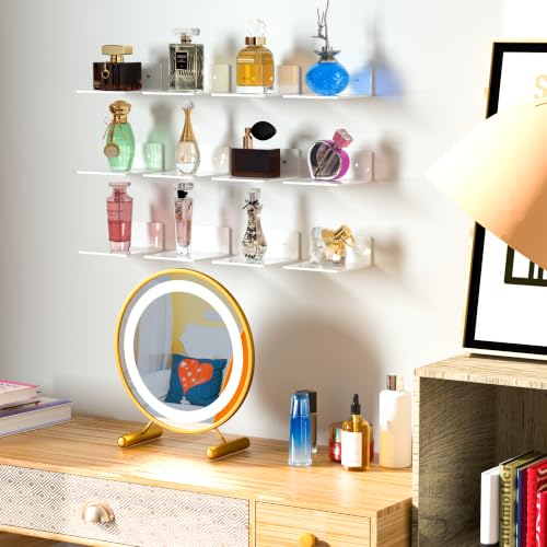 Sezanrpt 6 Inches Acrylic Small Wall Shelves 2 Pack, Floating Shelf for Wall Mounting, Acrylic Display Ledges for Funko Pop Figures, Home Décor, Living Room, Gaming Room, Plants(6 inch, White) - color: White, size: 6 Inch