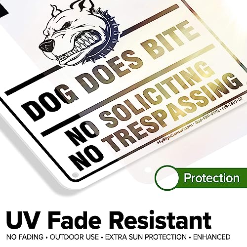 Beware of Dog, Dog Does Bite No Soliciting No Trespassing Sign, 7x10 - size: 7x10 - Polyethylene