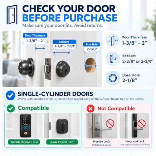 AkaGear Keyless Entry Door Lock, Smart Lock with WiFi Keypad Deadbolt