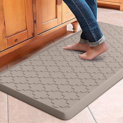 WISELIFE Kitchen Mat Cushioned Anti Fatigue Floor Mat, 17.3"x39", Brown - color: Khaki, size: 1'5" x 3'3" (Rectangular)