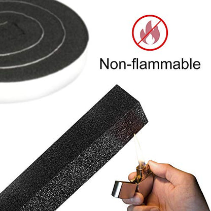 2 Rolls 1/2 Inch W 1/2 T Weather Stripping Air Conditioner Open Cell Foam Seal Tape, Window Insulation High Resilience Seal Strip for Doors Window,Total 16FT - size: 1/2IN*1/2IN*16FT