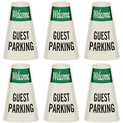 SmartSign 6-Pack "Welcome - Guest Parking" Reflective Cone Message Sleeve Collar, 360-Degree Visibility, Non-Adhesive Vinyl Signs for Traffic Safety Cones, 3-Side Print [Cone Not Included] - color: Guest Parking, size: Pack of 6