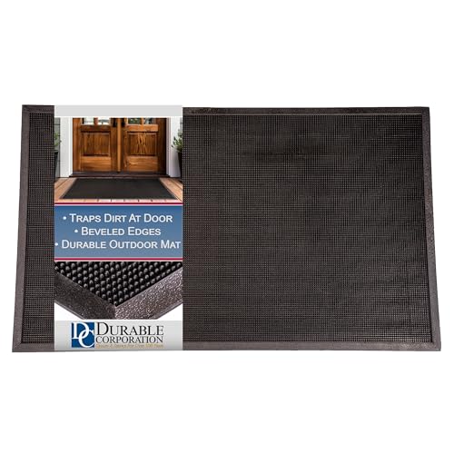 Durable Corporation-396S3672 Heavy Duty Rubber Fingertip Outdoor Entrance Mat, 36" x 72", Black - size: 3' x 6' (Rectangular)