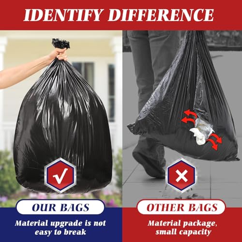 Teivio Large Black Trash Bags 55-60 Gallon 160 Count 50+ Gal Garbage Bags