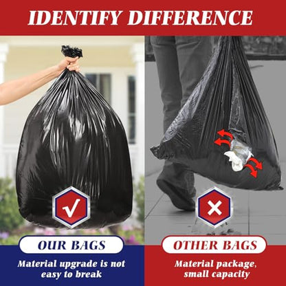 Teivio Large Black Trash Bags 55-60 Gallon 160 Count 50+ Gal Garbage Bags
