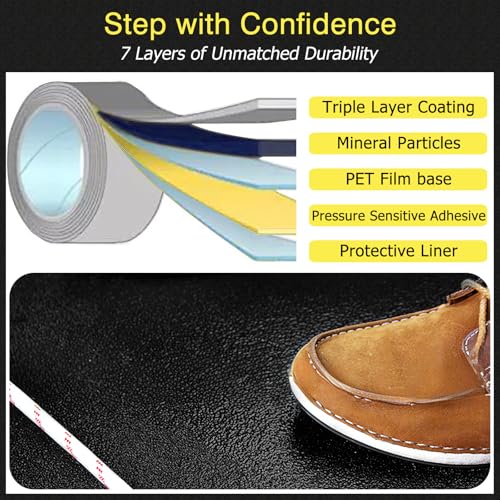 S&X Anti Slip Tape 2in x 60ft Grip Tape for Stairs, Ramps & Decks, Black - color: Black, size: 2" X 60'