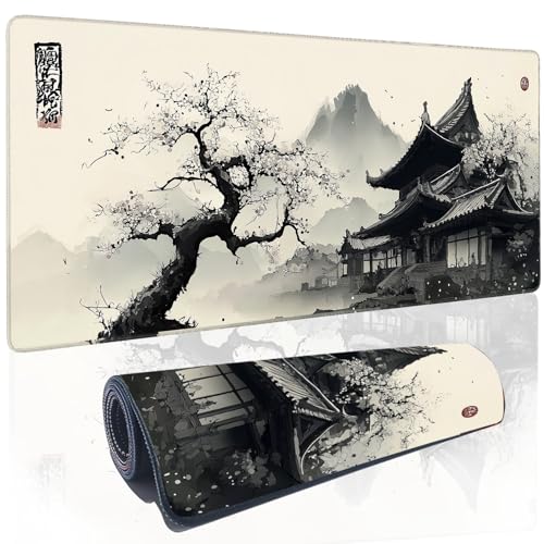 Gaming Large Mouse Pad 35.7x15.7inch,Japanese Desk Mat Pad for Keyboard and Mouse, Gaming Mousepad, Keyboard Mat Pads with Non-Slip Rubber Base,Waterproof Computer Mat Office Home Desktop Protection - color: cloud-kissed towers