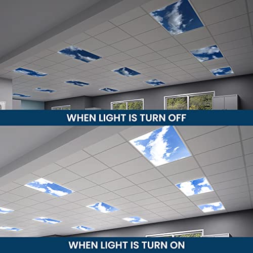 4-Pack 2x4 LED Flat Panel Light, Drop Ceiling Light Fixture with Cloud Design Tunable 30W-72W, 8750 Lumens, 5 CCT 3000K-6500K, 0-10V Dimmable Skylight ETL, 120-277V 48x24 Inch LED Panel