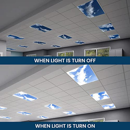 4-Pack 2x4 LED Flat Panel Light, Drop Ceiling Light Fixture with Cloud Design Tunable 30W-72W, 8750 Lumens, 5 CCT 3000K-6500K, 0-10V Dimmable Skylight ETL, 120-277V 48x24 Inch LED Panel