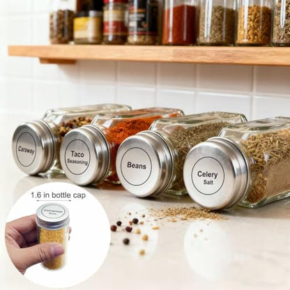 Spice Labels, 432Pcs Spice Labels Stickers 1.4in Waterproof Adhesive Round Preprinted Spice with Blank Label Black Tear Resistant Sticker for Kitchen Jars Caps Food Containers Organizers - color: T Black