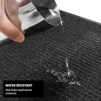 UNIMAT Traffic Guard Door Mat, 3´x 5´, Heavy Duty Waterproof Doormat, Stain and Fade Resistant Welcome Mats, Durable Rubber Backing, Low Profile Entryway Rug, Shoe and Boot Scraper, Black