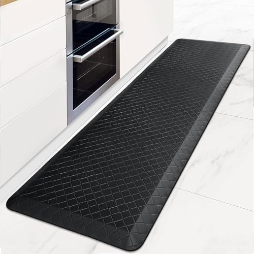HappyTrends Kitchen Floor Mat - 4/5 Inch Thick Anti-Fatigue Kitchen Rug - color: Black, size: 72"L x 22"W x 0.8"Th