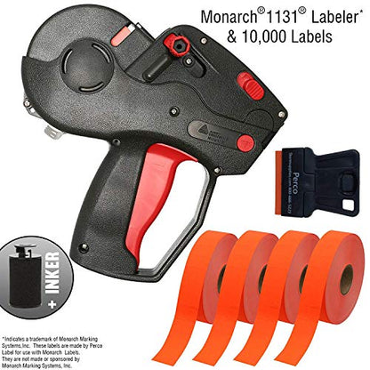 Monarch 1131 Labeler Starter Kit: Includes Price Gun, 10,000 Fluorescent Red Labels, and Preloaded Inker - color: 10,000 Fluorescent Red Labels