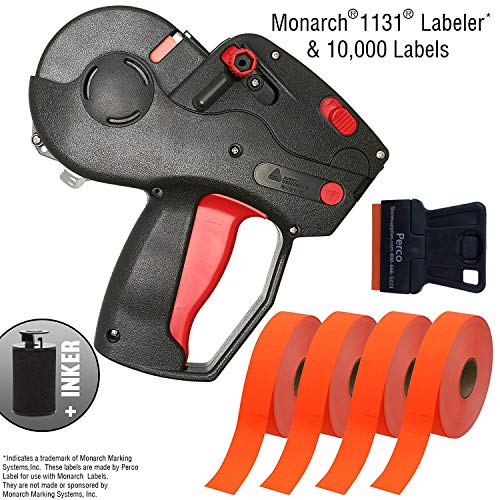 Monarch 1131 Labeler Starter Kit: Includes Price Gun, 10,000 Fluorescent Red Labels, and Preloaded Inker - color: 10,000 Fluorescent Red Labels