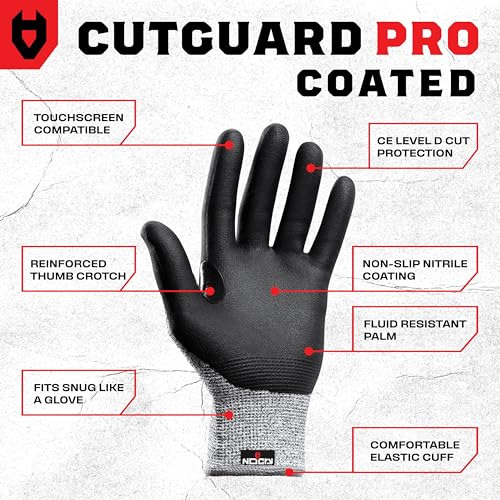 NoCry Cut Resistant Work Gloves For Men & Women, Nitrile Waterproof Palms - color: Grey (Enhanced Grip & Water Resistant), size: Medium, style: 1 Pack