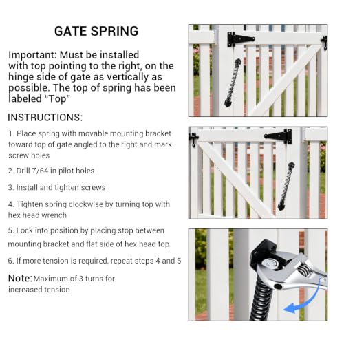 14 Inch Gate Spring, Adjustable Self Closing Gate Closer, Black, 2 Pack - size: 14 Inch