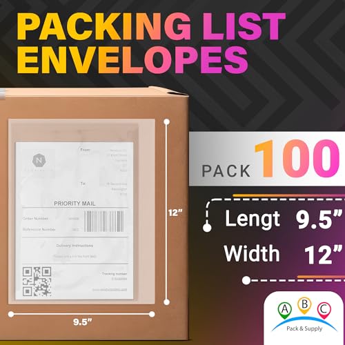 ABC PACK & SUPPLY Packing List Envelopes, Clear 9.5 x 12 Inch, Self Seal Document Pouches for Shipping Inserts Polyethylene 2 Mil, Pack of 100 - color: White, size: 9.5" x 12" / 100 Pack