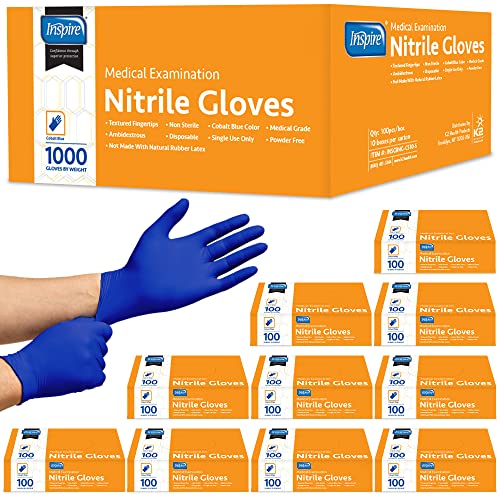 Inspire Cobalt Blue Nitrile Disposable Gloves | 4.5 Nitrile Safety Medical Exam Cooking Cleaning Disposable Gloves - size: Small, style: Blue - Case of 1000