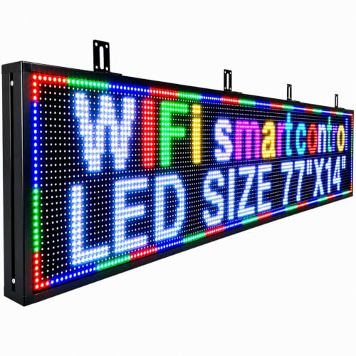 P10(77" * 14") Digital Led Car Signs For Window Matrix Panel Screen Panel Ticker Message Board Message Board Display Menu Board Electronic Board For Business - color: Full Color, size: P10 (77 x 14 inches)