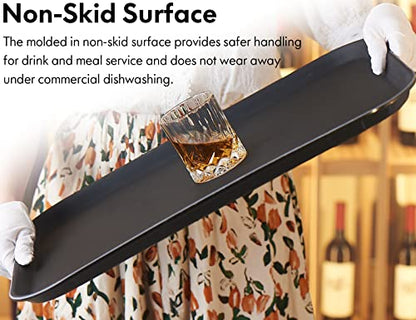 CURTA 2-Pack Restaurant Grade Non-Slip Tray, NSF, 22 Inch x 16 Inch, Plastic Rubber Lined Rectangular Serving Tray, Black - color: Black-rectangular, size: 16 Inch x 22 Inch