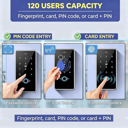 IP68 Waterproof Outdoor Fully Fingerprint Door Access Control System Kit – RFID Keypad Entry with NC Electric Strike Lock, 13.56MHz, DC12V Power Supply, Exit Button & 10 Key Fobs - style: F20-set-NC