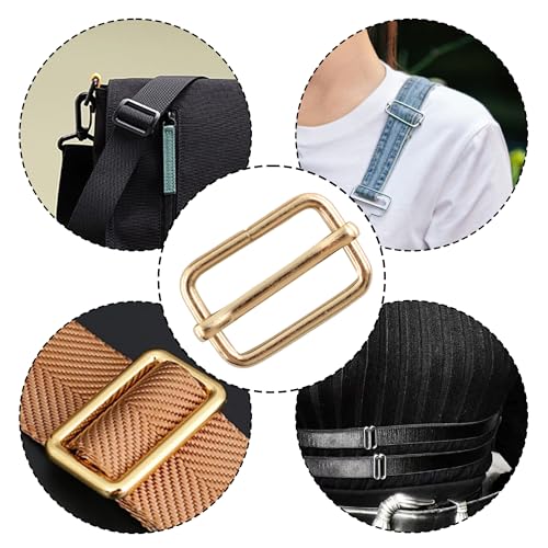 pson 12PCS 1 Inch Metal Tri-Glide Slide Buckles, Rectangle Adjustable Webbing Slider for Purse, Fasteners, Strap, Backpack, Gym Bag, Leather craft Bag(Gold) - color: Gold