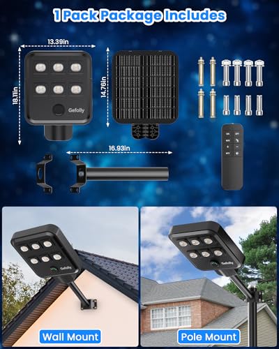 Gefolly G-6000W Solar Street Light Outdoor, Flood Security Parking Lot - size: S