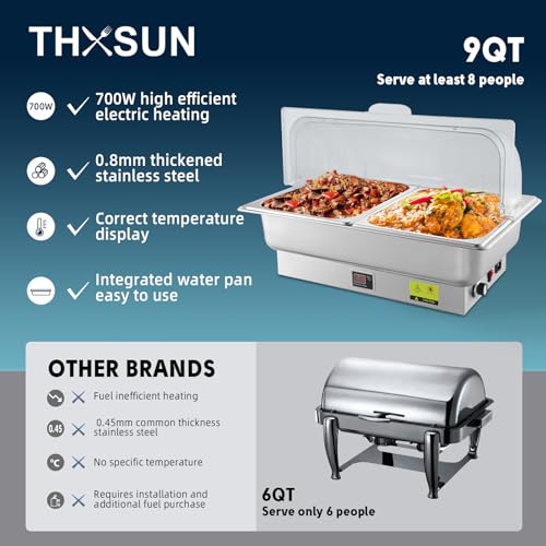 Electric Chafing Dish Buffet Server with Knob Temperature Control - size: 603-Dual Pan