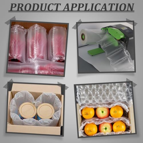 BENECREAT 3000Pcs Air Pillow Cushion Film Roll, Air Pillows for Shipping, Inflatable Cellophane Packing Material, Purse Stuffing, 984ft x4inx7.9in - size: 7.9inch Wide