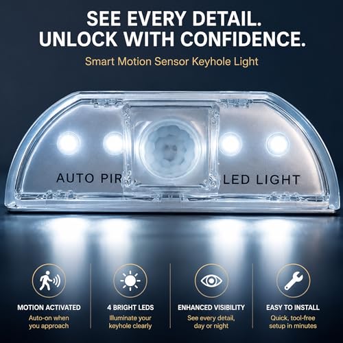 Sourcingbay Motion Sensor Keyhole Light for Door Locks, Silver