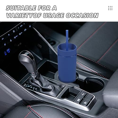 Volhoply 16oz Plastic Skinny Tumbler with Lid and Straw Bulk 4 Pack,Insulated Double Wall BPA Free Matte Acrylic Tumblers,Iced Coffee Travel Mug Reusable Party Cup,Customizable Diy Gifts(Navy,4 Set) - color: Navy