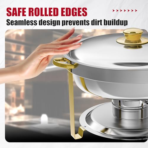 IMACONE Round Chafing Dish Buffet, 4 Pack, 5QT Gold Frame - color: Gold