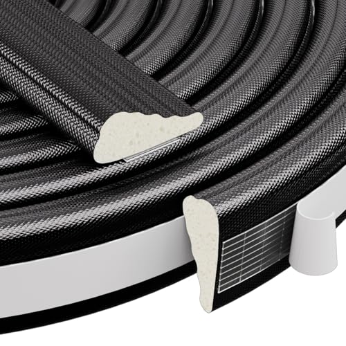 196" Black Wedge Weather Stripping Door Seal, Foam Door Gap Seal - color: Black, size: 196"