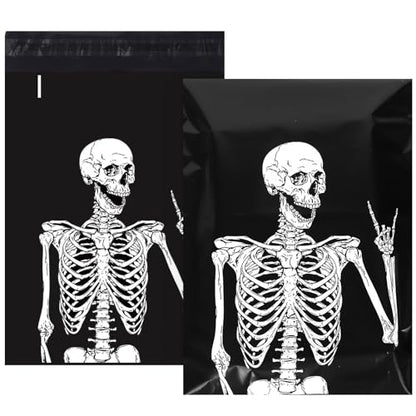 JarThenaAMCS 100Pcs Halloween Poly Mailers 10 x 13 Inch Skeleton Packaging Bags Self Seal Mailing Envelope Bags for Small Business Clothing Gift - style: skeleton