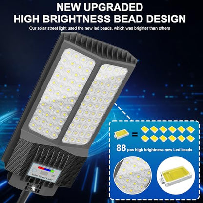 New 7000W Solar Street Light - Commercial Solar Lights Outdoor Waterproof, 200pcs High Brightness LEDs, Solar Parking Lot Lights Dusk to Dawn for Yard Garden with Motion Sensor - 4 Pack - size: L--4Pack
