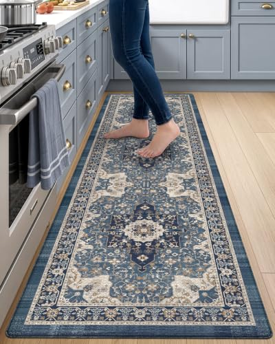 DEXI Kitchen Floor Mats Cushioned Anti Fatigue Runner Rug 23x86 Blue - color: Blue, size: 87"L x 24"W x 0.4"Th