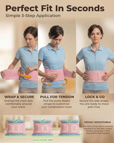 Sparthos Back Brace for Women & Men, Sciatica, Lower Back Pain - Pink-XS - color: Flamingo Pink